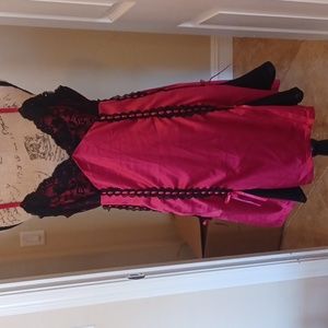 Elegant Pink and Black Lace Dress